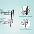 GoHooked black 2-tier iron countertop spice rack organizer with rustproof finish and anti-slip padded feet.