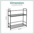 GoHooked black metal 2-tier wire storage rack organizer, 31cm L x 13cm W x 31cm H, for countertop use.