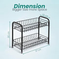 GoHooked black 2-tier iron kitchen spice rack organizer with dimensions 37cm x 18cm x 30cm