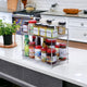 Deehome Rust Resistant Stainless Steel 2-Tier Multipurpose Shelf Basket for Kitchen, Bathroom, Vanity, Storage Organizer Rack for Spice Jars, Toiletries, Condiments, Durable & Space-Saving