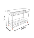 GoHooked 2-tier silver stainless steel multipurpose shelf basket for kitchen and bathroom storage organizer rack.