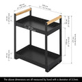 GoHooked black metal 2-tier standing rack with wood handles, perfect for bathroom or kitchen storage.