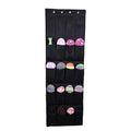GoHooked black 20-pocket non-woven fabric over-the-door organizer with assorted colorful slippers and shoes
