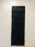 GoHooked black non-woven fabric 20-pocket over-the-door organizer for shoes and accessories.