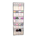 GoHooked cream non-woven fabric 20-pocket over-the-door organizer with clear pockets for shoes and accessories.