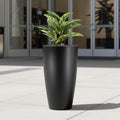 Go Hooked 24-inch tall black polymer planter with a subtle texture and drainage hole. Modern design for indoor or outdoor use.