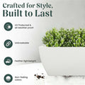 GoHooked 24-inch black rectangular planter pot made of heavy-duty, UV-resistant polymer with a smart drainage system.