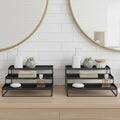 GoHooked black metal 3-tier spice rack organizer, ideal for kitchen counters, cabinets, or bathrooms. Features tiered shelves for easy visibility.