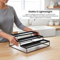 GoHooked black 3-tier metal spice rack organizer for countertops and cabinets. Powder coated iron.