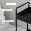 GoHooked black 3-tier standing iron rack with rust-resistant finish and sturdy welded structure. Ideal for kitchen or bathroom storage.