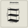 GoHooked black 3-tier standing iron rack organizer, 16.9" H x 12.2" W, for kitchen or bathroom countertop storage.
