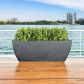 GoHooked 36-inch black rectangular planter pot made of heavy-duty UV-resistant polymer with drainage hole for outdoor and indoor plants.