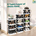 GoHooked 5-tier black and white plastic shoe rack organizer with modern design, holding various shoes, sneakers, and sandals.
