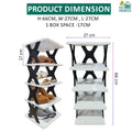 Go Hooked 5-tier black and white plastic shoe rack with modern design, perfect for organizing shoes, sneakers, and sandals.