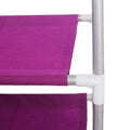 Go Hooked 6-tier purple non-woven fabric shoe rack with metal frame. Portable and foldable.