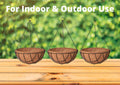 GoHooked 8" brown coir hanging basket with metal chain, ideal for indoor/outdoor gardening.