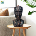 Go Hooked abstract geometric bust statue in black copper finish, representing 'Speak No Evil'.