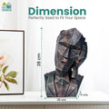 GoHooked abstract geometric human face bust statue in black copper finish, representing 'Hear No Evil'. Polyresin, modern decor.