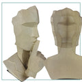 GoHooked abstract geometric polyresin showpiece in marble finish, depicting a face with a finger to its lips.