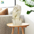 Go Hooked abstract geometric face statue in marble finish, representing 'See No Evil'. Made of polyresin.