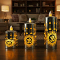 Go Hooked Valentine Romantic Acrylic Glass Flameless LED Pillar Candles Set of 3 | Battery Operated Flickering Candle Lights for Valentine Gift, Couple Surprise & Romantic Home Décor (Large Sizes)