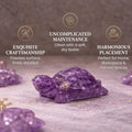 Go Hooked natural amethyst crystal tortoise figurine for peace and healing. Purple stone, exquisite craftsmanship, ideal for home decor.