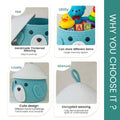 GoHooked aqua blue cotton rope storage basket with lid, featuring a cute animal face design for kids' toys and nursery essentials.