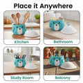 Go Hooked aqua blue cotton rope storage basket with lid, featuring a cute animal face design. Ideal for nursery, toys, or home decor.