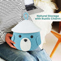 GoHooked aqua blue cotton rope storage basket with lid, featuring a cute animal face design with ears and a white dome lid. Perfect for kids' toys and nursery organization.