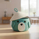 Go Hooked Cute Animal Face Rope Storage Basket with Lid for Kids | Premium Aqua Blue Cotton Rope Nursery Organizer for Toys, Baby Essentials, Bathroom & Home Décor | Soft & Durable Handcrafted Basket