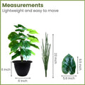 GoHooked artificial Alocasia plant with 12 green patterned polyester leaves in a black pot.