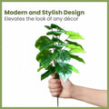 GoHooked artificial Alocasia plant with 12 green patterned polyester leaves, realistic decorative indoor/outdoor plant.