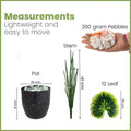 GoHooked artificial Balfour Aralia plant components including a black pot, green stem, 12 leaves, and white pebbles.