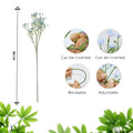 GoHooked light blue artificial baby's breath flowers, made of soft rubber and plastic with bendable wire stems.