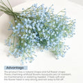 GoHooked light blue artificial baby's breath flowers with realistic soft rubber heads and plastic stems, perfect for floral arrangements.