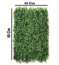 GoHooked green artificial boxwood hedge grass tiles, 40cm x 60cm, for outdoor and indoor decor.