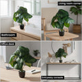 GoHooked artificial Calathea Orbifolia plant with patterned green leaves in a black pot, styled in home and office.