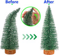 GoHooked green and white artificial Christmas tree with wooden base, 12 inches tall, perfect for tabletop decor.