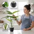 Go Hooked artificial Dieffenbachia plant with 12 realistic green leaves in a speckled black pot with white pebbles.