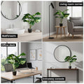 Go Hooked artificial Epipremnum Aureum plant with 12 patterned green leaves in a speckled black pot with pebbles.