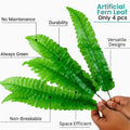 Go Hooked artificial fern leaves, realistic green faux plants for home decor, 4 pcs.