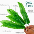 GoHooked artificial fern leaves, vibrant green, realistic texture, perfect for floral arrangements and home decor.