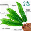 GoHooked artificial fern leaves, vibrant green, realistic texture, perfect for durable, versatile home decor and floral arrangements.