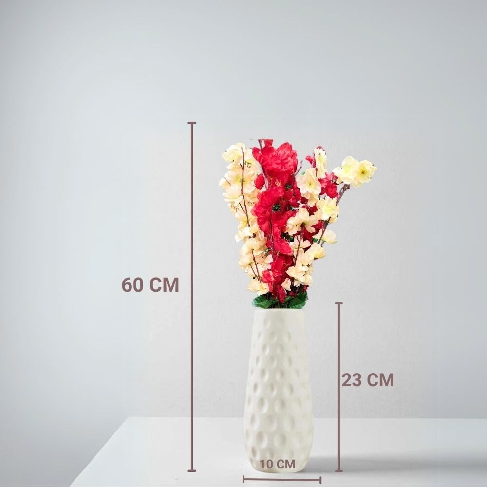 GoHooked artificial flowers in red and yellow with a white textured vase. Realistic faux blossoms for home decor.
