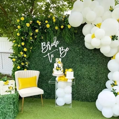GoHooked artificial grass wall panel with lemon and greenery accents, perfect for event decor.