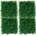 GoHooked green artificial grass vertical wall panels with small leaves, set of 4, 40 x 60 cm