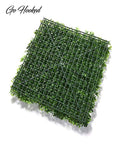 GoHooked green artificial grass wall tile with small leaves and grid backing, 40 x 60 cm.
