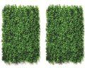 GoHooked green artificial grass wall tiles, set of 2, small leaves, 40x60cm, for indoor/outdoor decor.