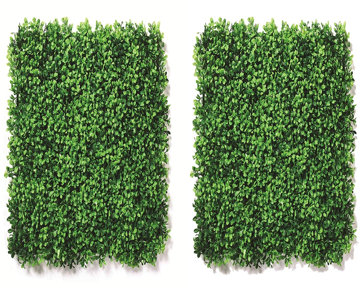 GoHooked green artificial grass wall tiles, set of 2, small leaves, 40x60cm, for indoor/outdoor decor.