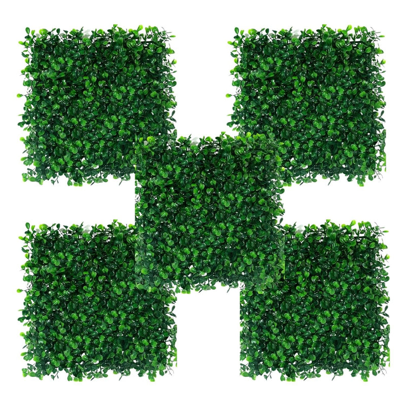 GoHooked green artificial grass vertical wall tiles, set of 5, 40x60cm, for indoor/outdoor decor.